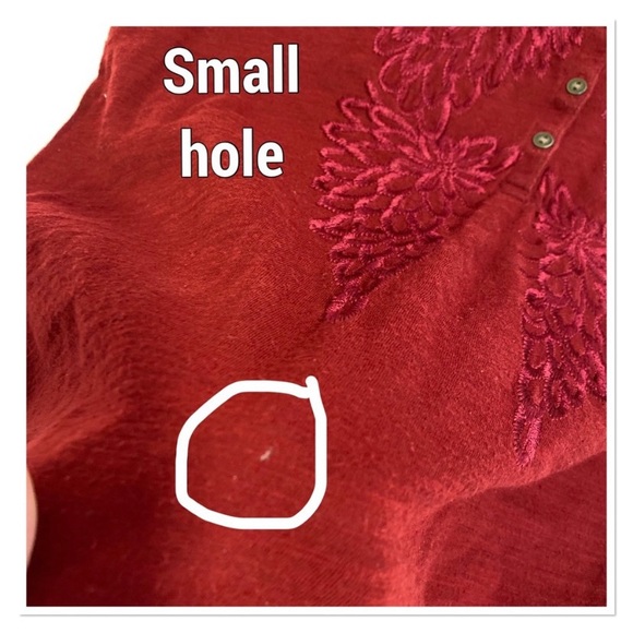 Lucky Brand Red Floral Embroidered Long Sleeve Top, Size Medium - Picture 5 of 11